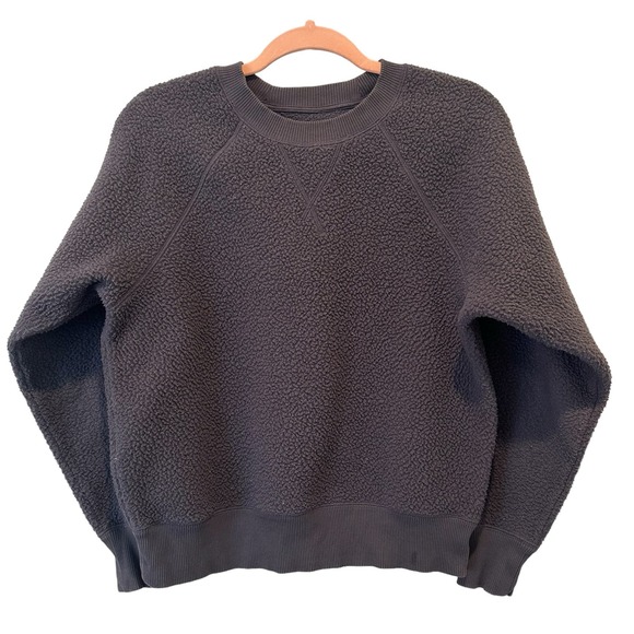 Everlane Renew Fleece Raglan Crewneck Sweatshirt In Pewter Gray - Picture 6 of 11